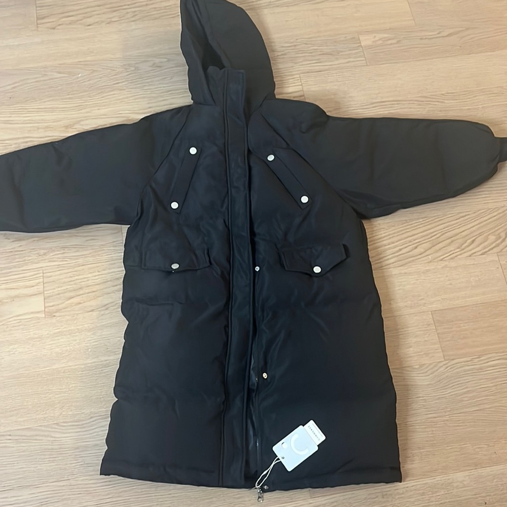 Commends Long Hoofed Puffer Parka Coat Black XS